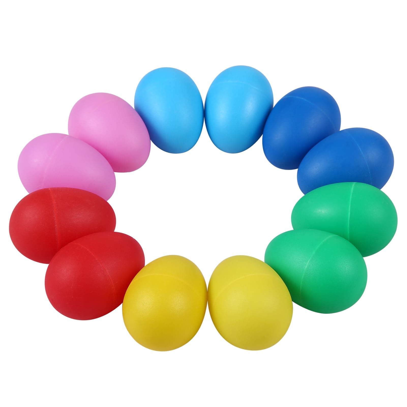 12 Pieces Egg Shakers Musical Instruments Percussion Egg for Kids Toys Plastic Egg Shaker for Learning DIY Painting, Classroom Music, Rhythm, 6 Colors