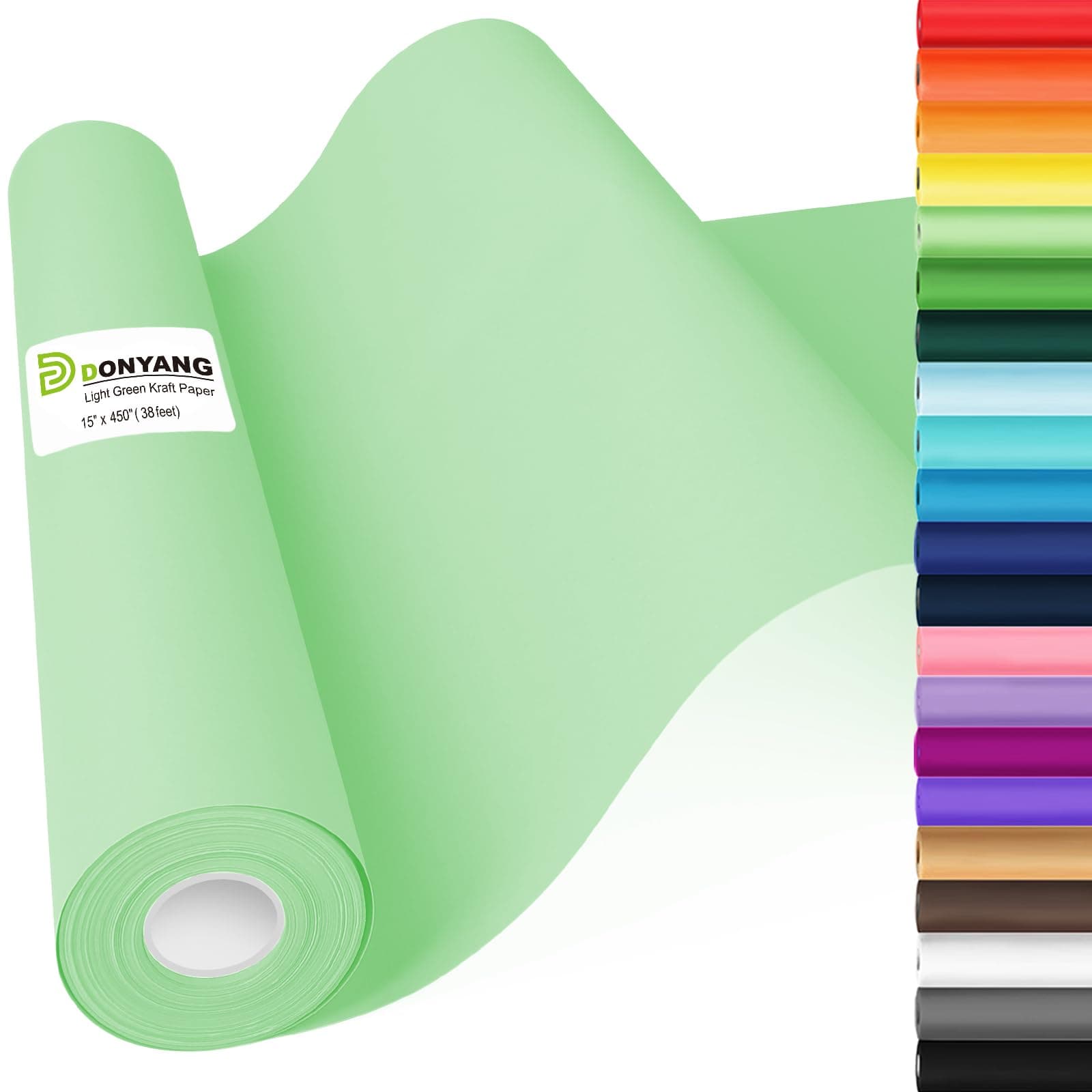 Light Green Easter Wrapping Paper, 15"x450" Solid Color Art Craft Poster Kraft Bulletin Board Decorative Paper Roll, Birthday Anniversary Wedding Easter Eid St Patricks Day Bouquet Flower Gift Wrap