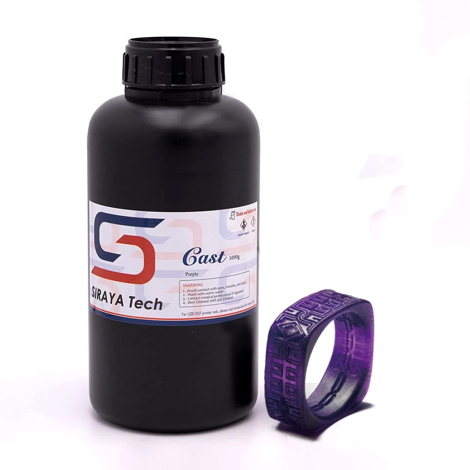 Siraya Tech Cast 3D Printer Resin Easy to Print Use and Burn High Resolution Castable 405nm LCD UV-Curing Photopolymer Resin for Making Jewelries and Metal Parts (Purple, 1kg)
