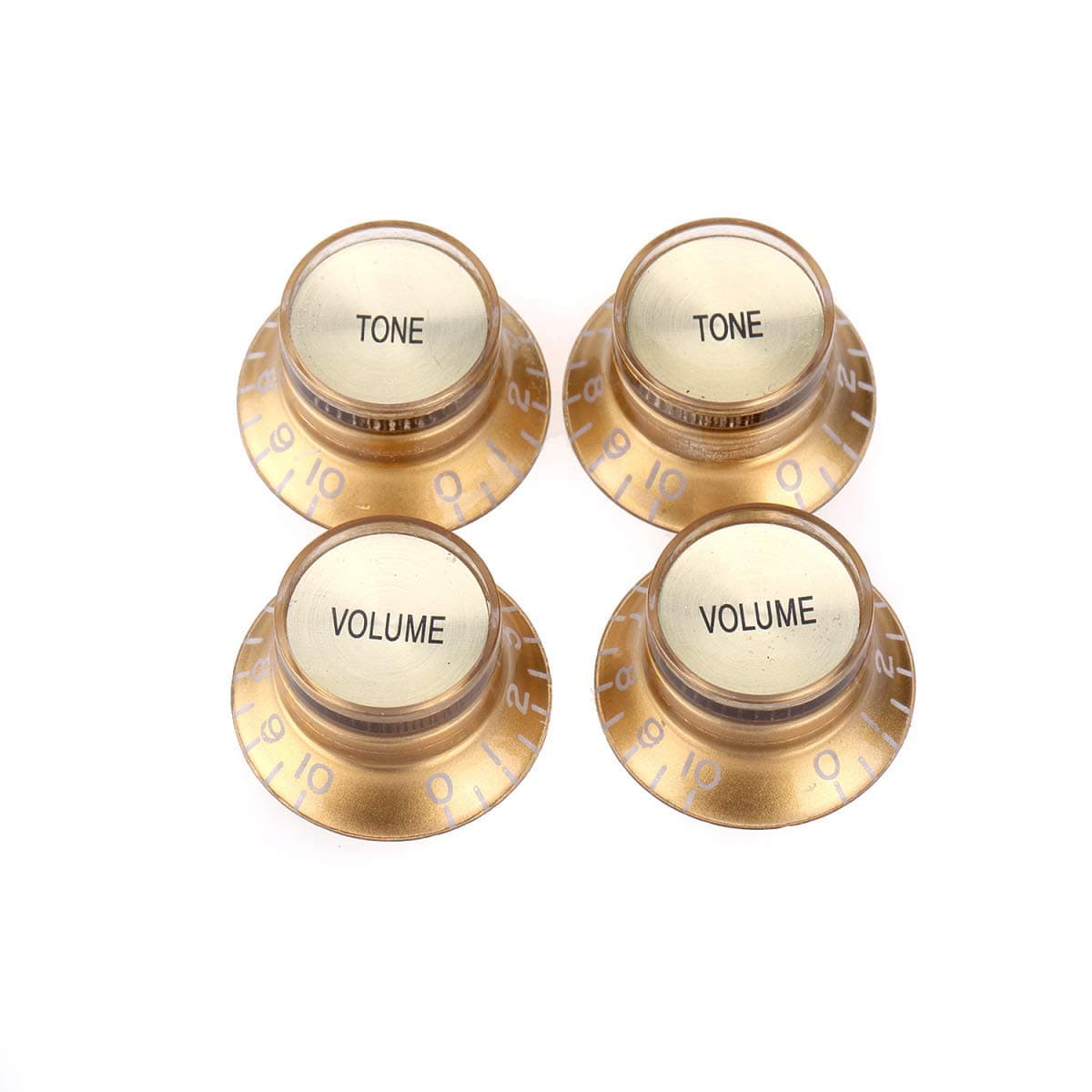Imperial Inch Size Top Hat Bell Reflector 2 Volume 2 Tone Knobs Set for USA Gibson Les Paul SG Electric Guitar (Gold Gold Top)