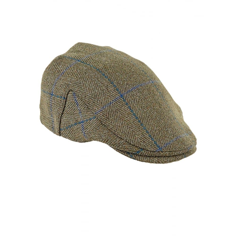 Heather Hats Fox Derby Tweed Flat Cap LRG Blue Stripe