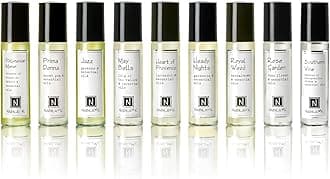 Roll-on Perfume (Set of 9) with Essential Oils Alcohol-Free, All-Natural, Organic, Long-Lasting Fragrance - Travel-Size Perfume for Women - TSA Approved, 0.33 oz / 10 ml