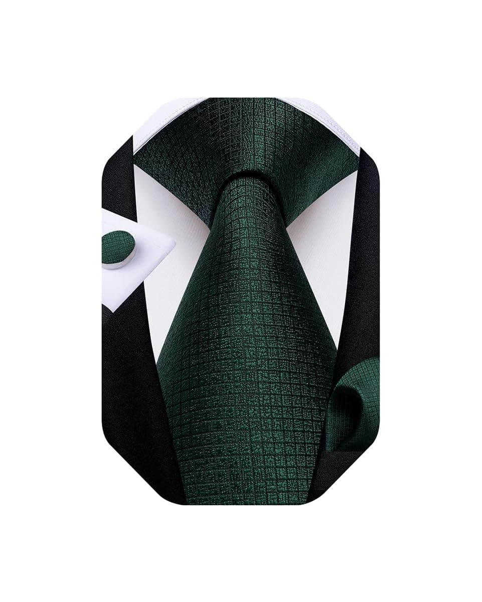 Mens Solid Color Tie and Pocket Square Set Woven Silk Plain Necktie & Handkerchief for Men Wedding Party Formal