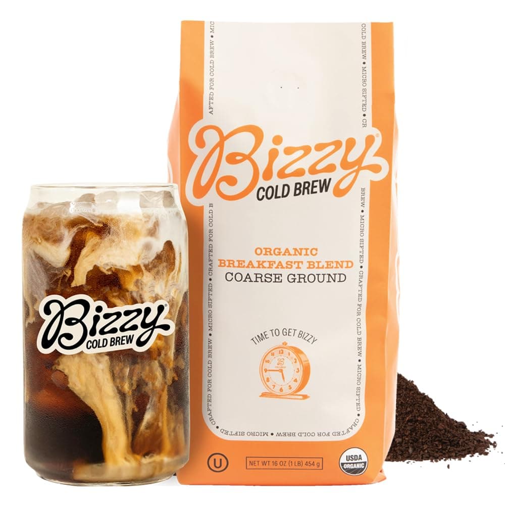 Bizzy Organic Cold Brew Coffee | Breakfast Blend | Coarse Ground Coffee | Micro Sifted | Specialty Grade | 100% Arabica | 1 LB