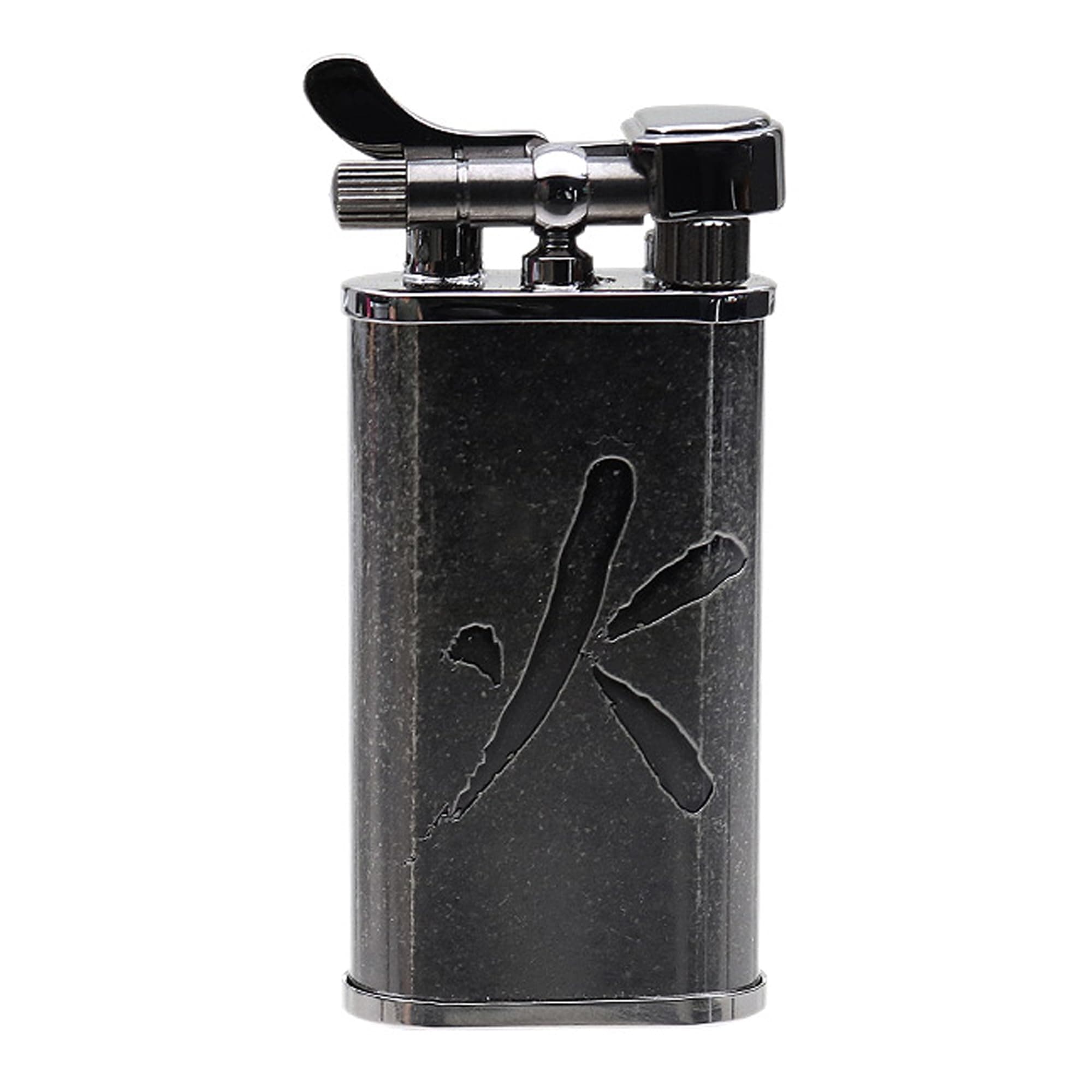 Takara Japanese Dual Flame Pipe Lighter - Refillable, Angled & Adjustable Soft-Flame, Flip Top, Travel Friendly, Uses Butane (Black)