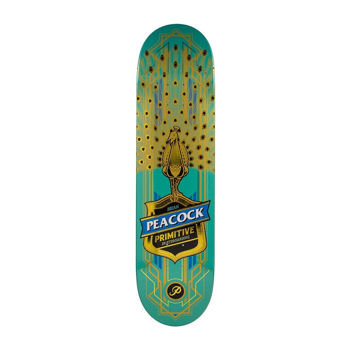 Primitive Peacock Teal/Gold Skateboard Deck - 8.1