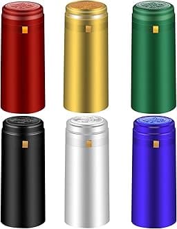PVC Heat Shrink Capsules - 6 Colors 120 Count Wine Caps Shrink Wrap Sleeves Clear Bottle Capsules for Professional, Wine Making Cellars and Home Use