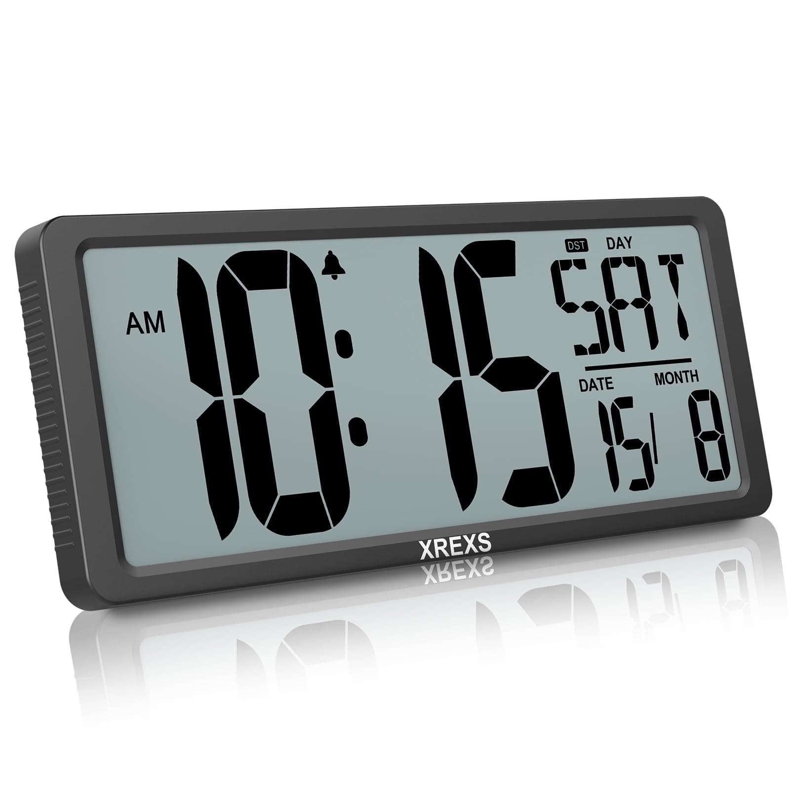 Digital Wall Clock – 15 Inch, Battery Operated with Day, Date, Temperature, Alarm & Auto DST – for Living Room, Bedroom, Home Office