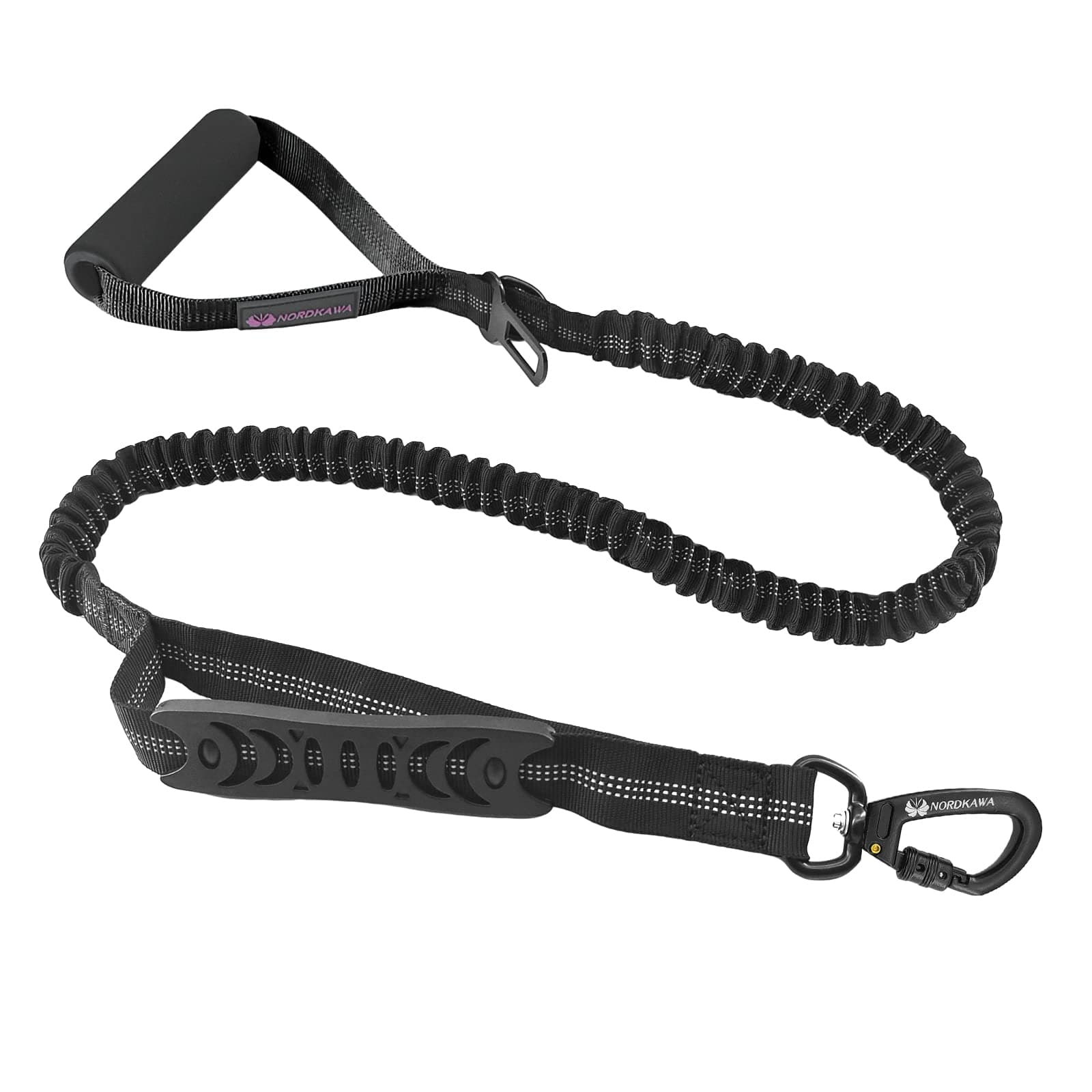 Dog Leash, No Pull Tactical Dog Leash for Shock Absorption, Elastic Bungee Dog Leash with 2 Control Handle, Reflective Shock Absorbing Training Lead for Large Medium Small Dogs (Black)