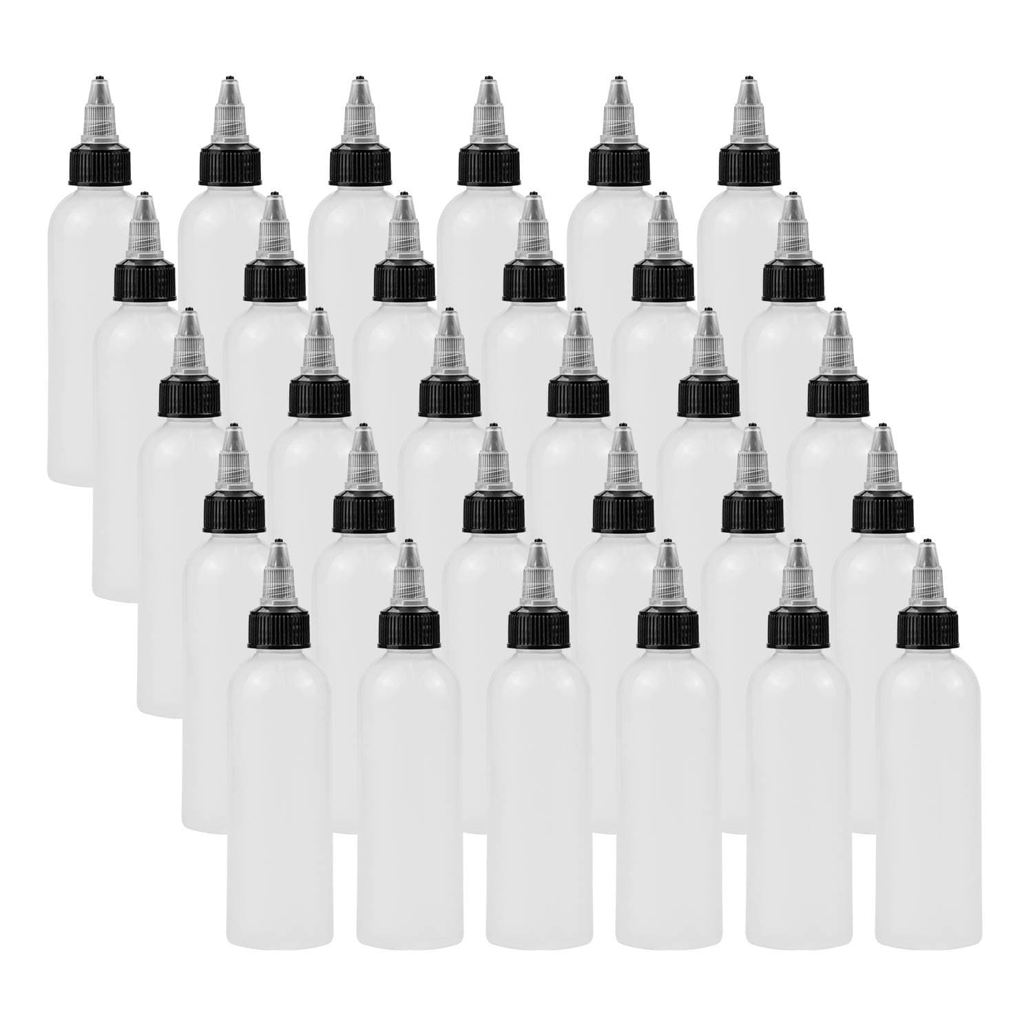 Bekith 30 Pack 4oz Boston Dispensing Bottles, Round LDPE Plastic Squeeze Bott...