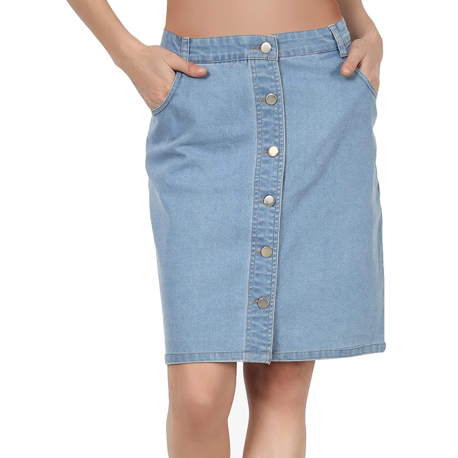 PepTrends Women's Buttoned Denim Skirt