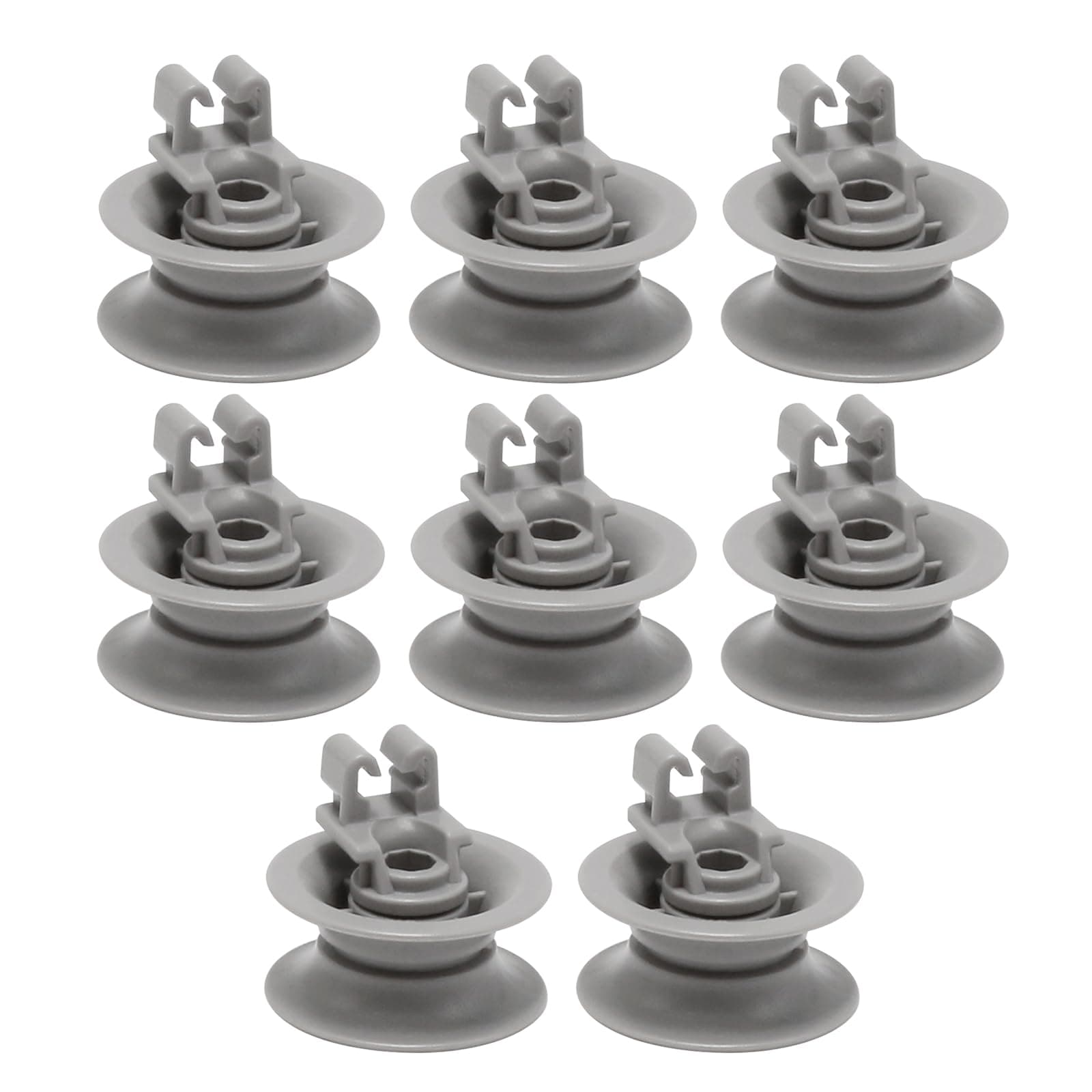 8Pcs Dishwasher Upper Wheel Assembly 611475 Replacement for Bosch Dishrack Upper Rack Wheel Replace# bsh-00611475 1559847 AH3477735 AH8727387 Grey (Upper Rack Wheel)