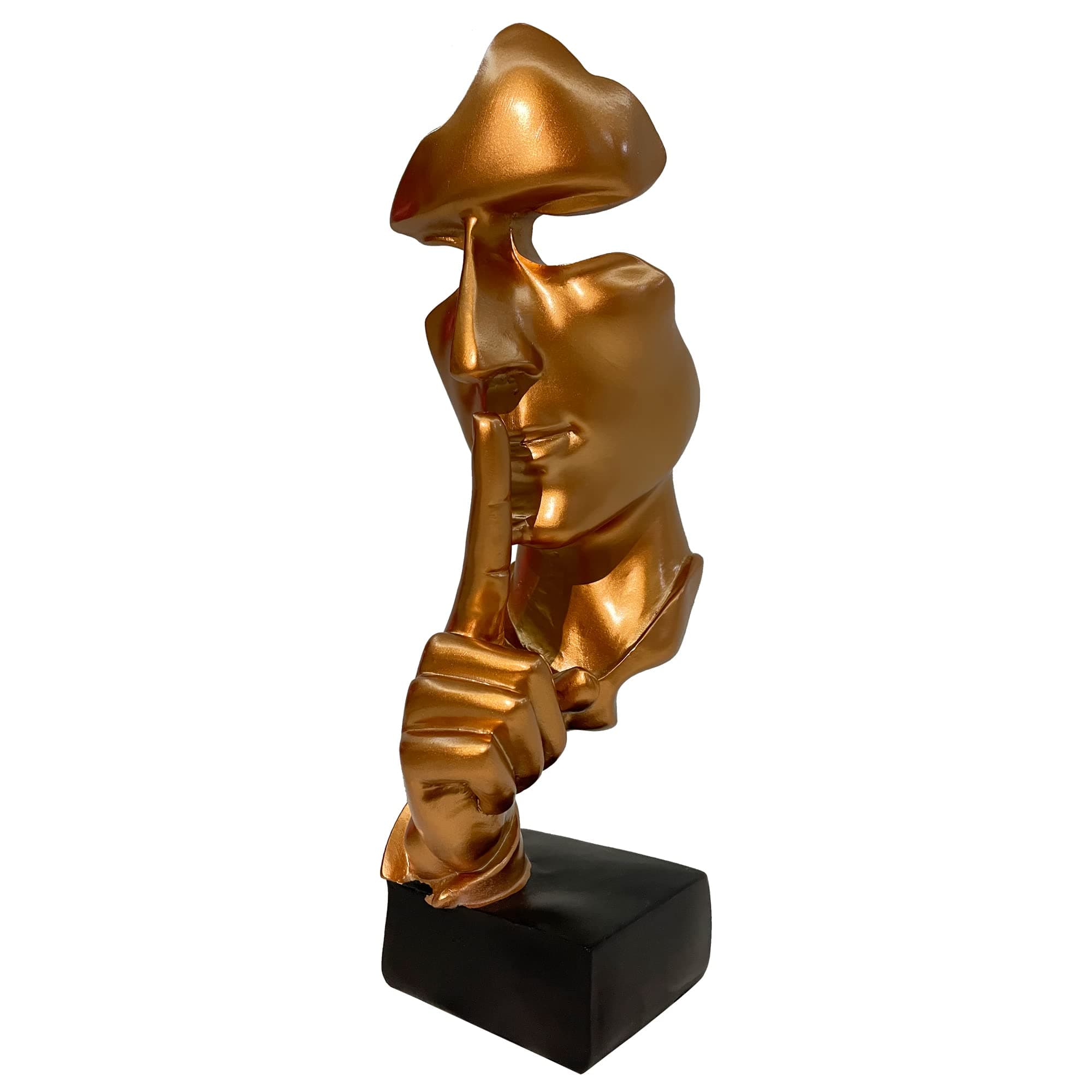 MRGL Thinker Statue, Abstract Men Creative Figurine Sculptures, Silence is Golden Statue, Office Home Decor, Desk Decor, Rose