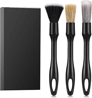 Joyzzz Car Detailing Brush Set, 3 Pcs Auto Car Interior Cleaning Brush, Leather Seats, Car Detailing Brushes for Cleaning Interior or Exterior, Wheels, Emblems, Engine Bay, Dashboard, Air Vents