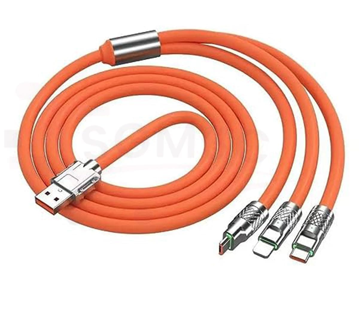 120W Charger Cable, Fast Charging 3 in 1 Charging Data Cable, Portable Charger Cord with USB Type-C & USB Port for All Phones and Tablet, Multi Fast Charger Type c Retractable USB Cable