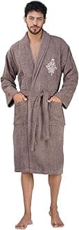 Rangoli Royal Bamboo Bathrobe for Men With Matching Slippers | 500 GSM, Unisex Bathrobes with Pockets, Lightweight & Highly Absorbent Luxurious Full Sleeves Bath Gown/Bath Robe for Men