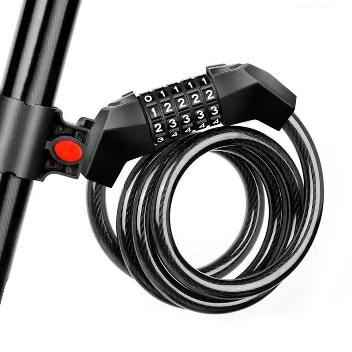 Bike Lock Cable - 1.2M 5-Digit Resettable Combination Bicycle Lock, Anti-Theft Cycling Password Lock for Bikes and Scooters