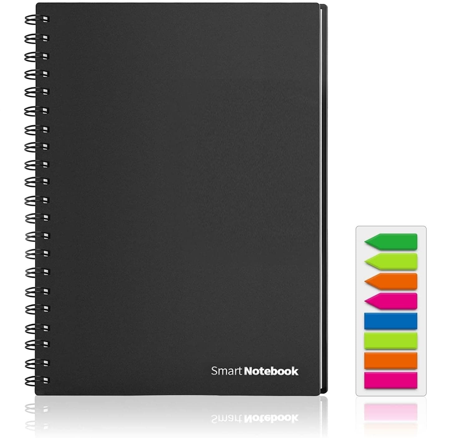 HOMESTEC Reusable Smart Notebook - A4, Black, 6 Page Styles, Endlessly Reusable Note Pad, 2 Pen, Self-Stick Notes and Wipe Included (Squared Grid Pages)