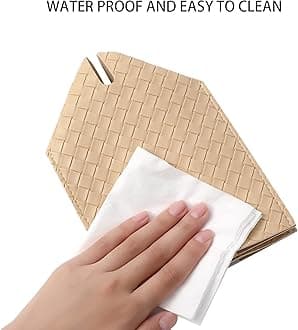 PU Leather Tissue Box Cover, Rice Apricot