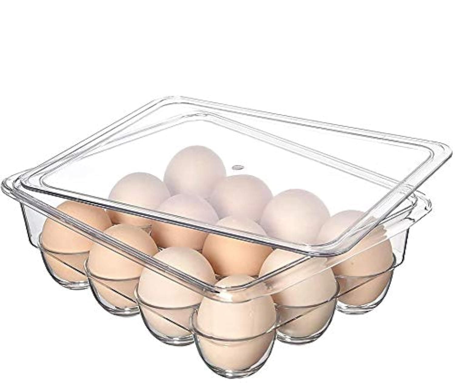 INKULTURE Acrylic Egg Storage Box or Egg Trays for Refrigerator with Lid & Handles Egg Tray Box for 12 Egg Square Shape | Clear & Unbreakable
