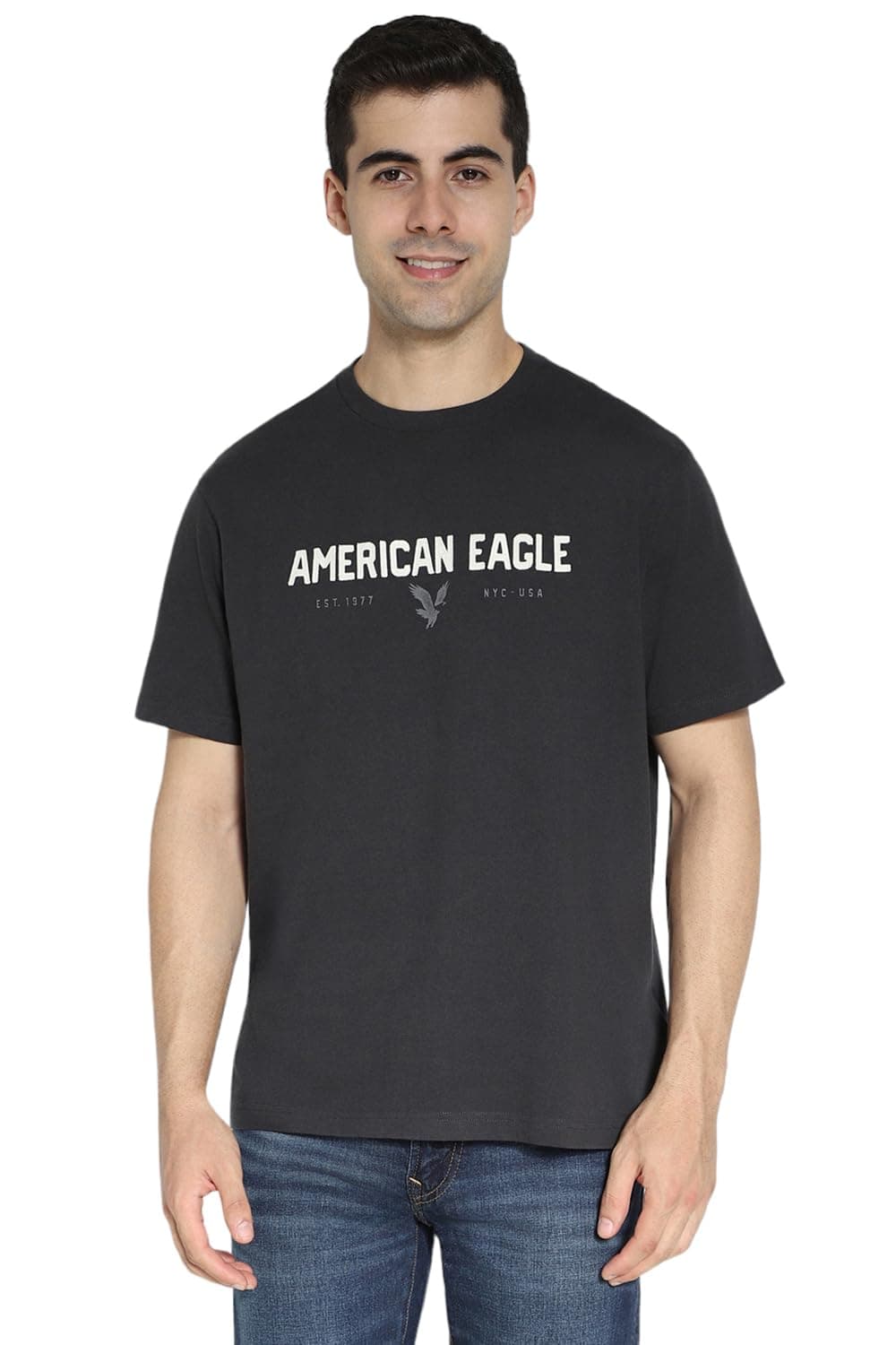 Men Grey Logo Graphic T-Shirt