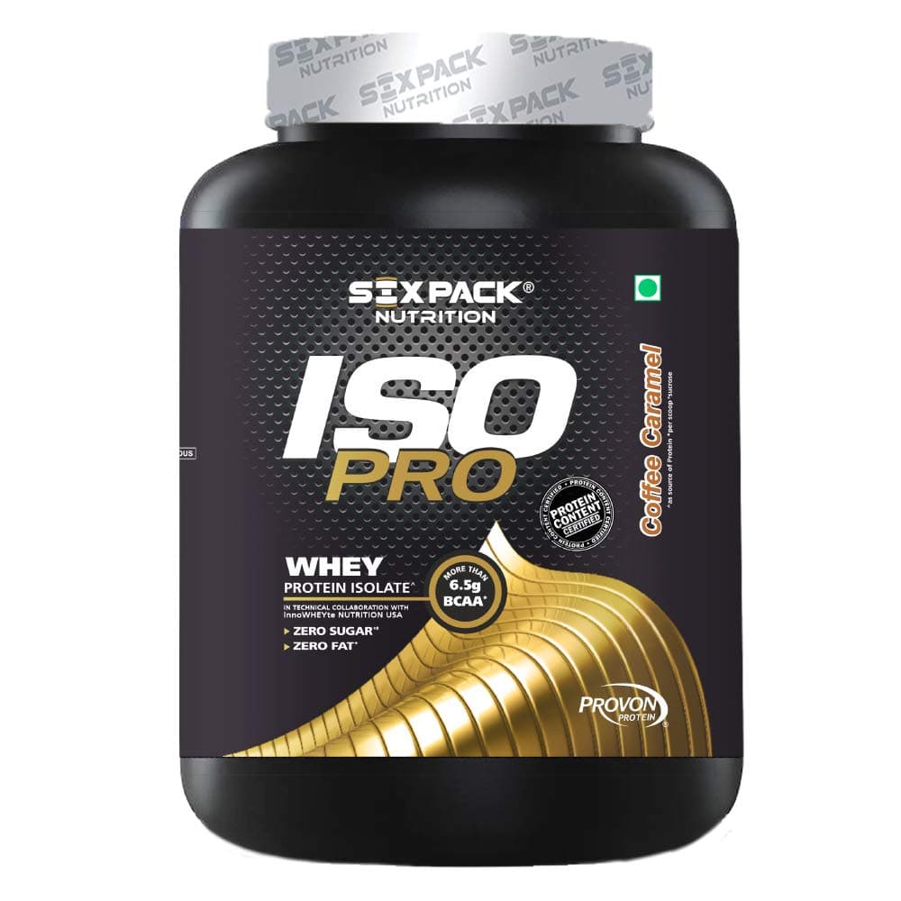Six Pack Nutrition ISO PRO Whey Protein Isolate 28.5g Protein Per Serving, 6.5g BCAA - 2 kg/ 4.4lbs (Coffee Caramel)