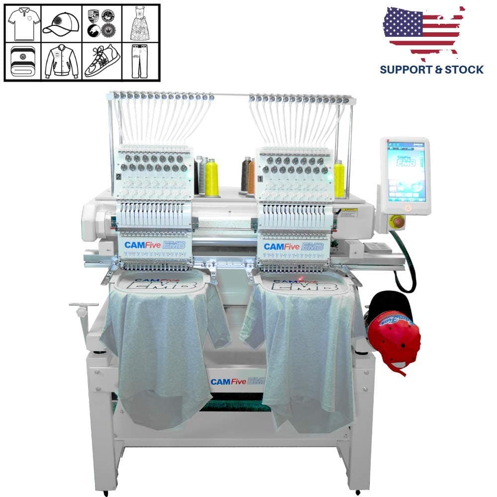 CAMFive EMB HT1502 Double Head Commercial Embroidery Machine