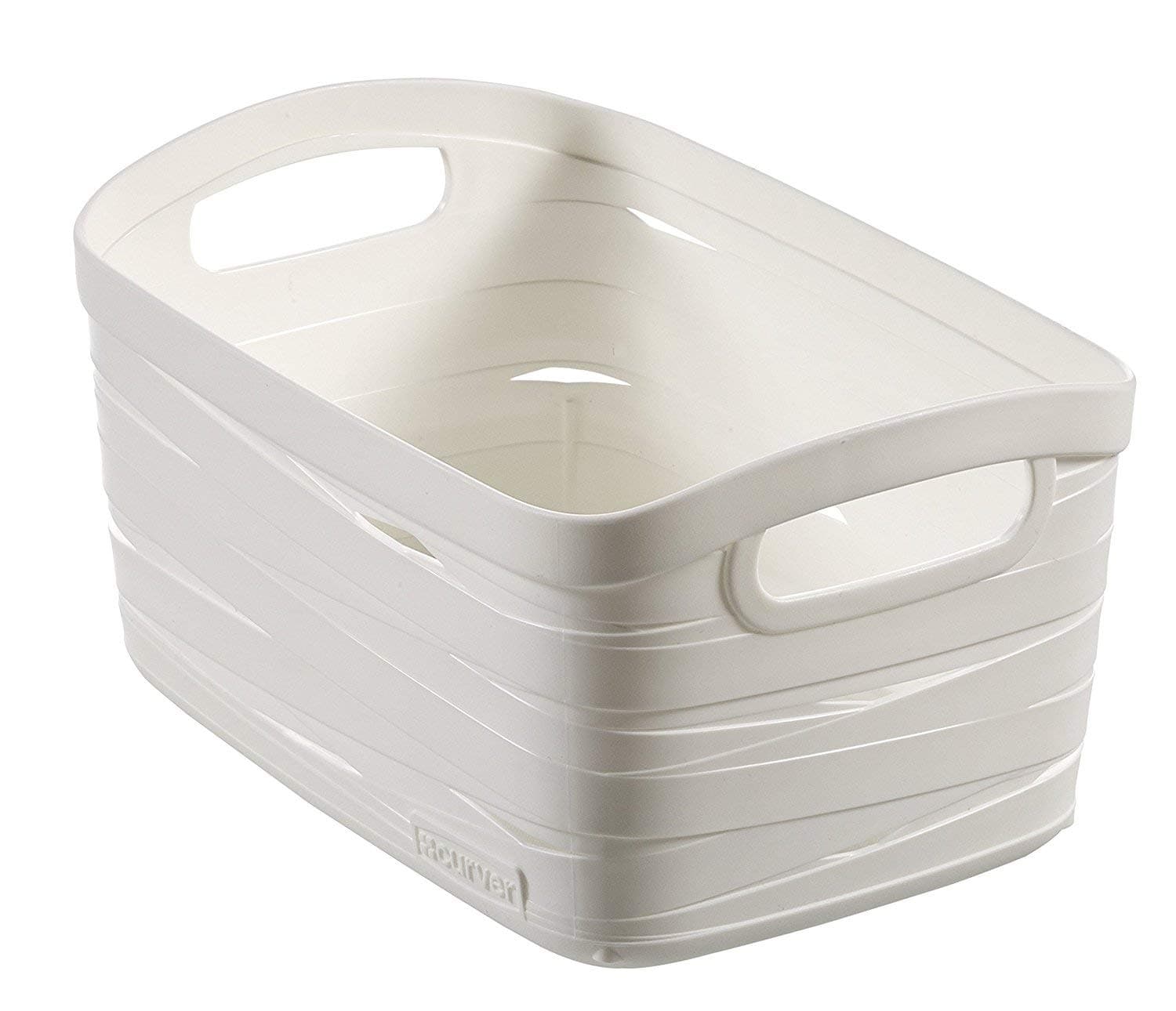 Curver Ribbon Small Rectangular Plastic Storage Basket, White, 8 Litre, 221155