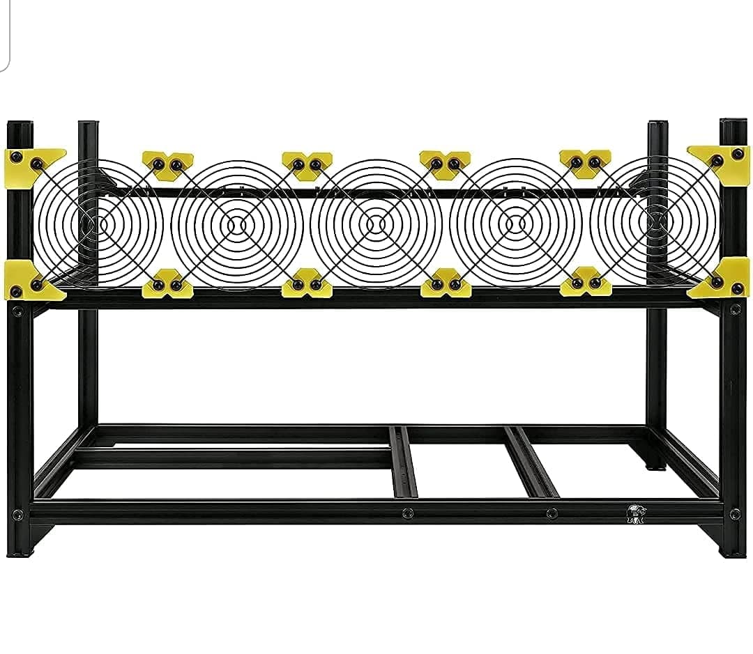 6-GPU Mining Rig Aluminum Stackable Mining Rig For Ethereum ETH BTC Open Air Frame Case with Fan Mounts