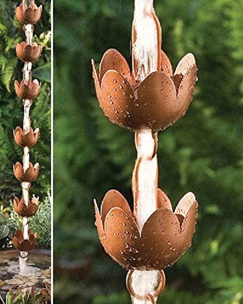 Ancient GraffitiLily Cup Rain Chain, Copper Plated