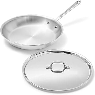 Stainless Steel Tri-Ply Bonded Dishwasher Safe Fry Pan with Lid 12-Inch Silver 8701005165