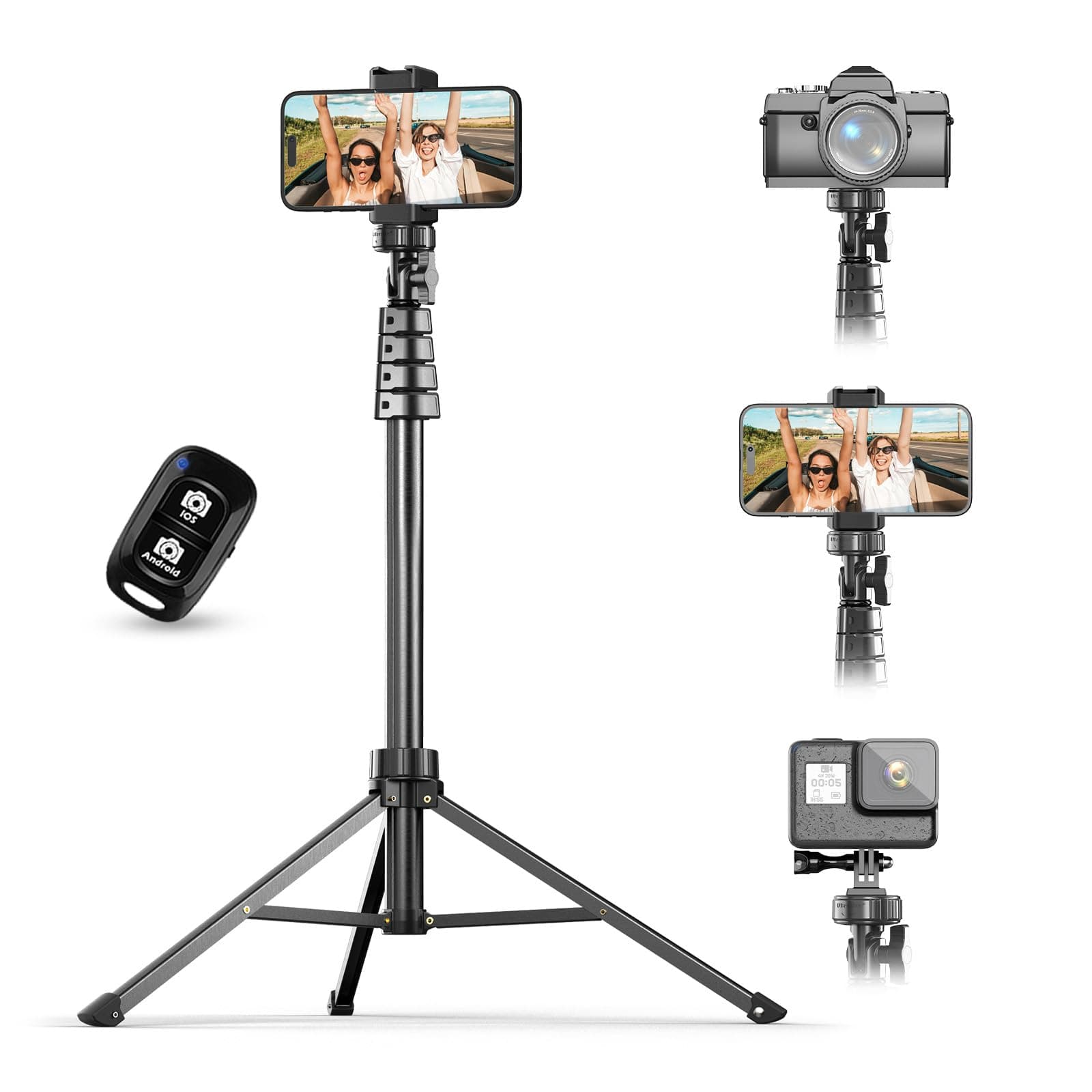 UBeesize Selfie Stick Tripod, 51" Extendable Tripod Stand with Bluetooth Remote for iPhone & Android Phone, Heavy Duty Aluminum, Lightweight