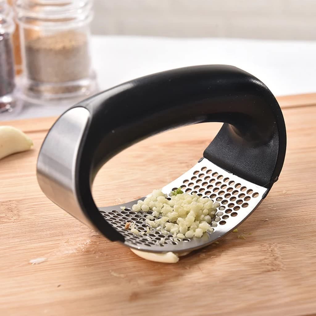 Stainless Steel, Curved Garlic Press