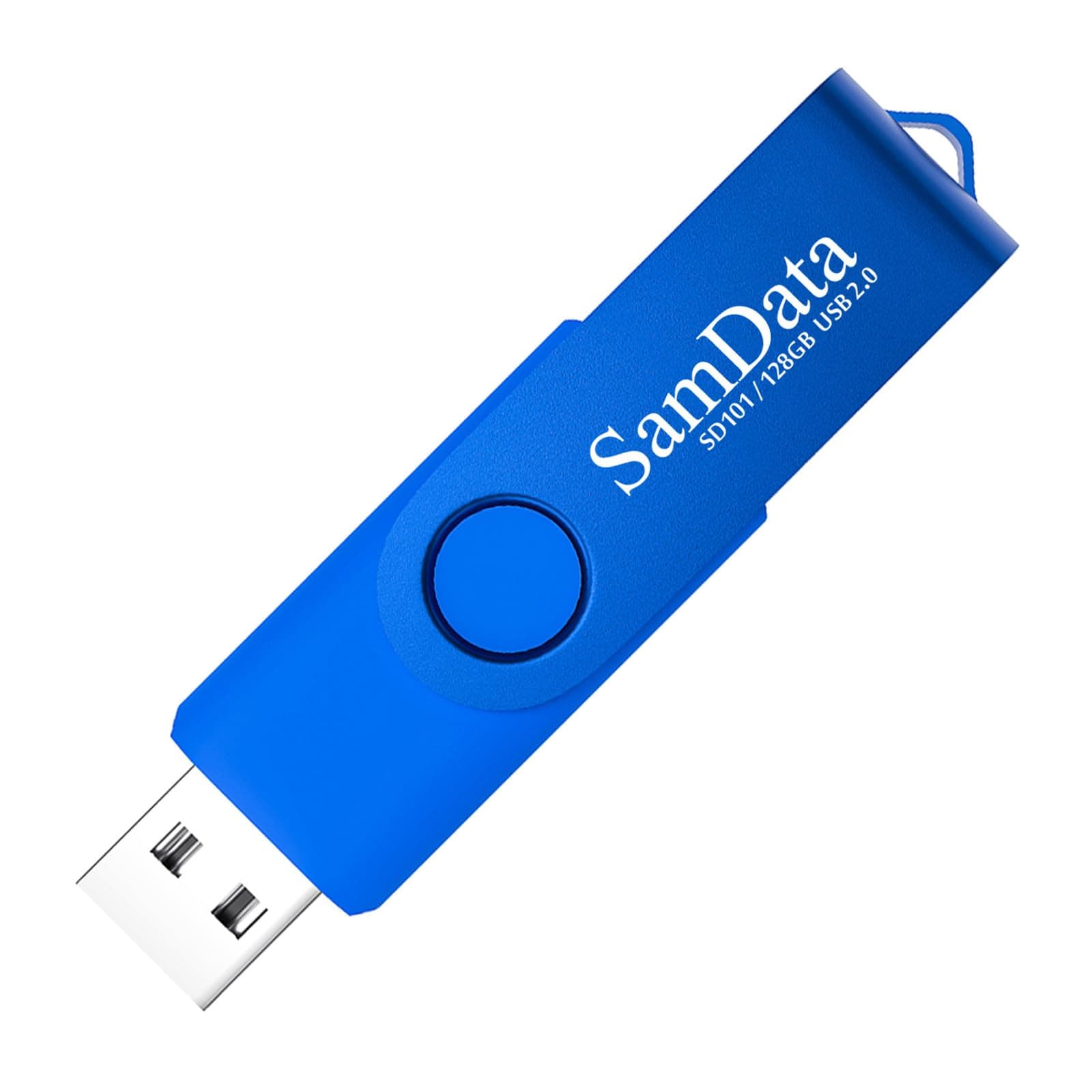 SamData 128GB USB Flash Drives 1 Pack 128GB Thumb Drives Memory Stick Jump Drive with LED Light for Storage and Backup (1 Pack Blue)