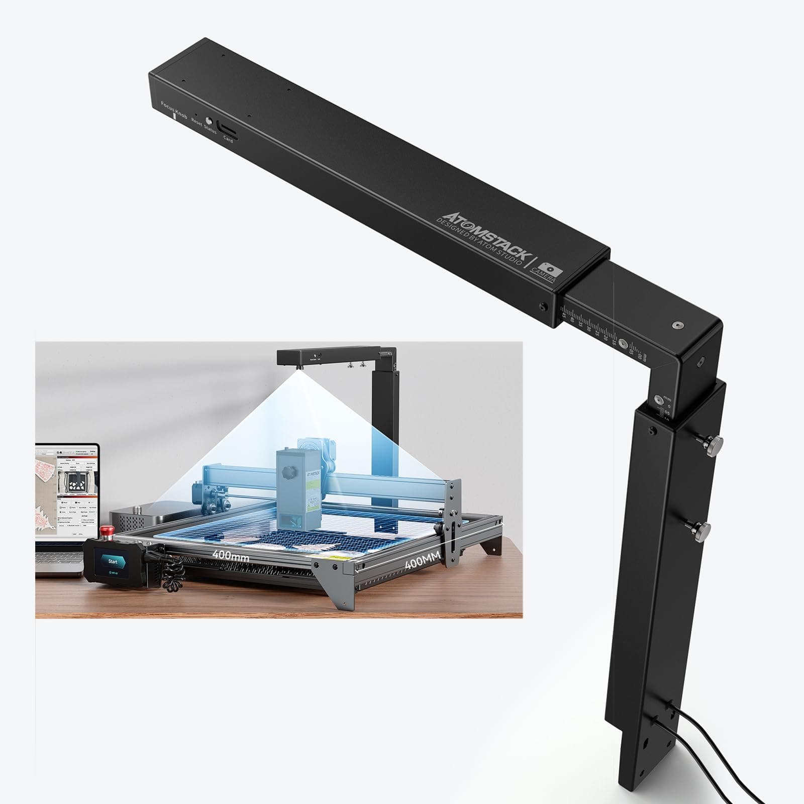 AC2 Wireless Camera for Laser Engraver, Extendable Laser Camera for LightBurn & AtomStack Software, Industrial Digital Camera, Visual Preview, Auto Precise Positioning, Batch Engraving, HD Recording