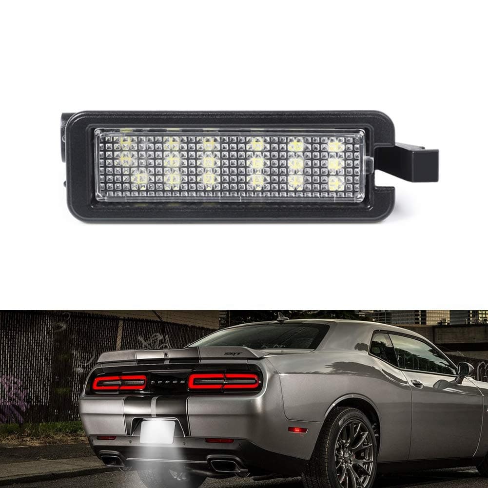 GemproLED License Plate Light Tag Lamp Assembly for 2015 to 2021 Dodge Charger Challenger Pacifica Jeep Compass Chrysler 300, 6000K White