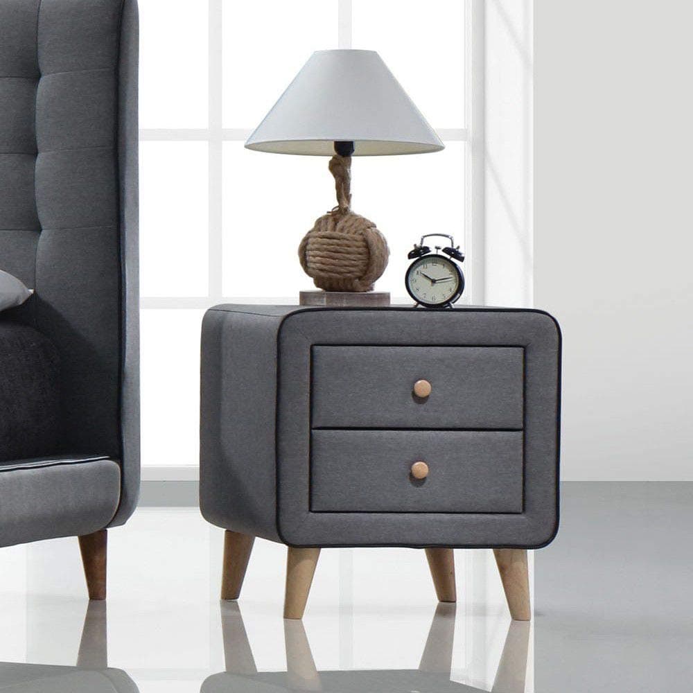 Valda Nightstand in Light Gray Fabric