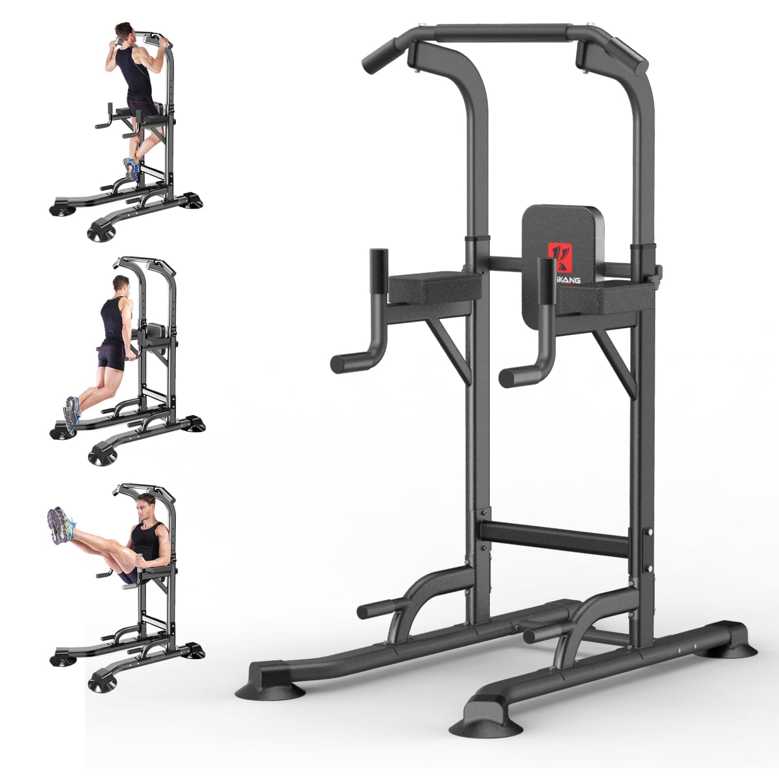 Power Tower Adjustable Height Pull Up & Dip Station Multi-Function Home Strength Training Fitness Workout Station for Home Gym