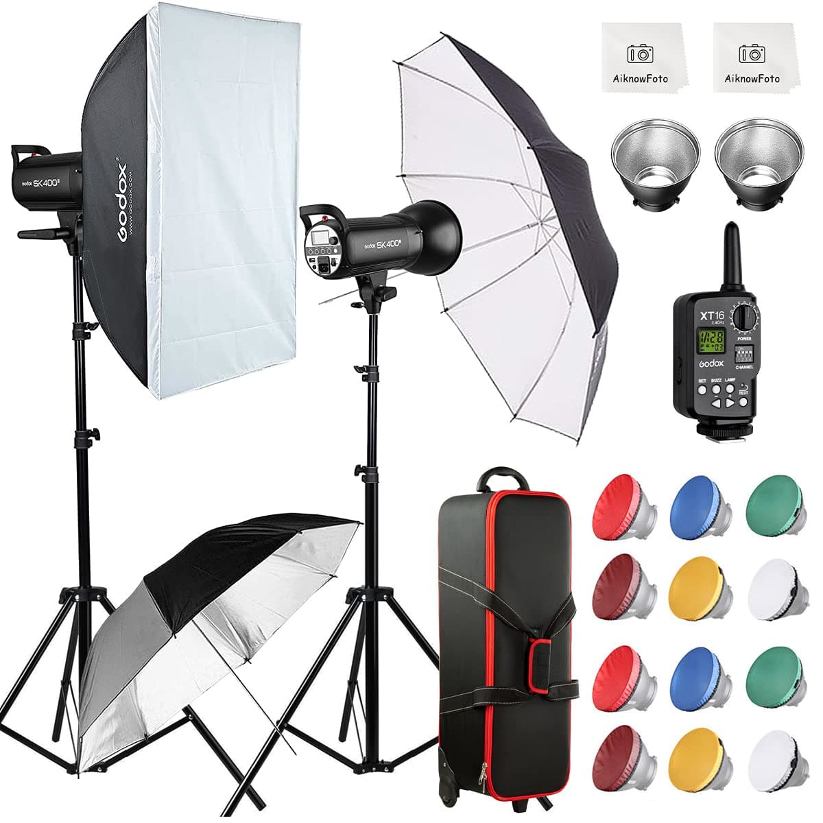 Godox 800Ws 2Packs SK400II 2.4G Studio Strobe Flash Light Kit,GN65 5600K Mono...