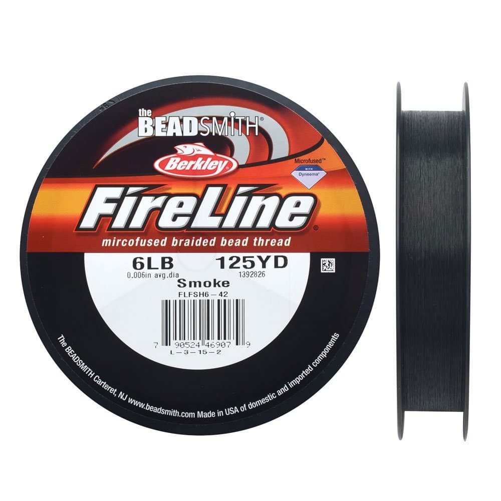 FireLine Braided Beading Thread, 6lb Test and 0.006 Thick, 125 Yards, Smoke Gray