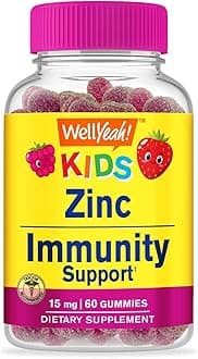 WellYeah Zinc Gummies for Kids 15mg - 2 Month Supply - Gluten-Free, GMO-Free - Natural Berry Flavor - Supports Healthy Immune Function - 60 Gummies