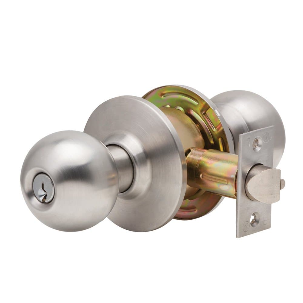 Dexter Commercial Hardware C2000-STRM-B-630-KDC Grade2 Storeroom Cylindrical Lock with Ball Knob Trim, 630, Satin Stainless Steel, 2 3/4" Backset
