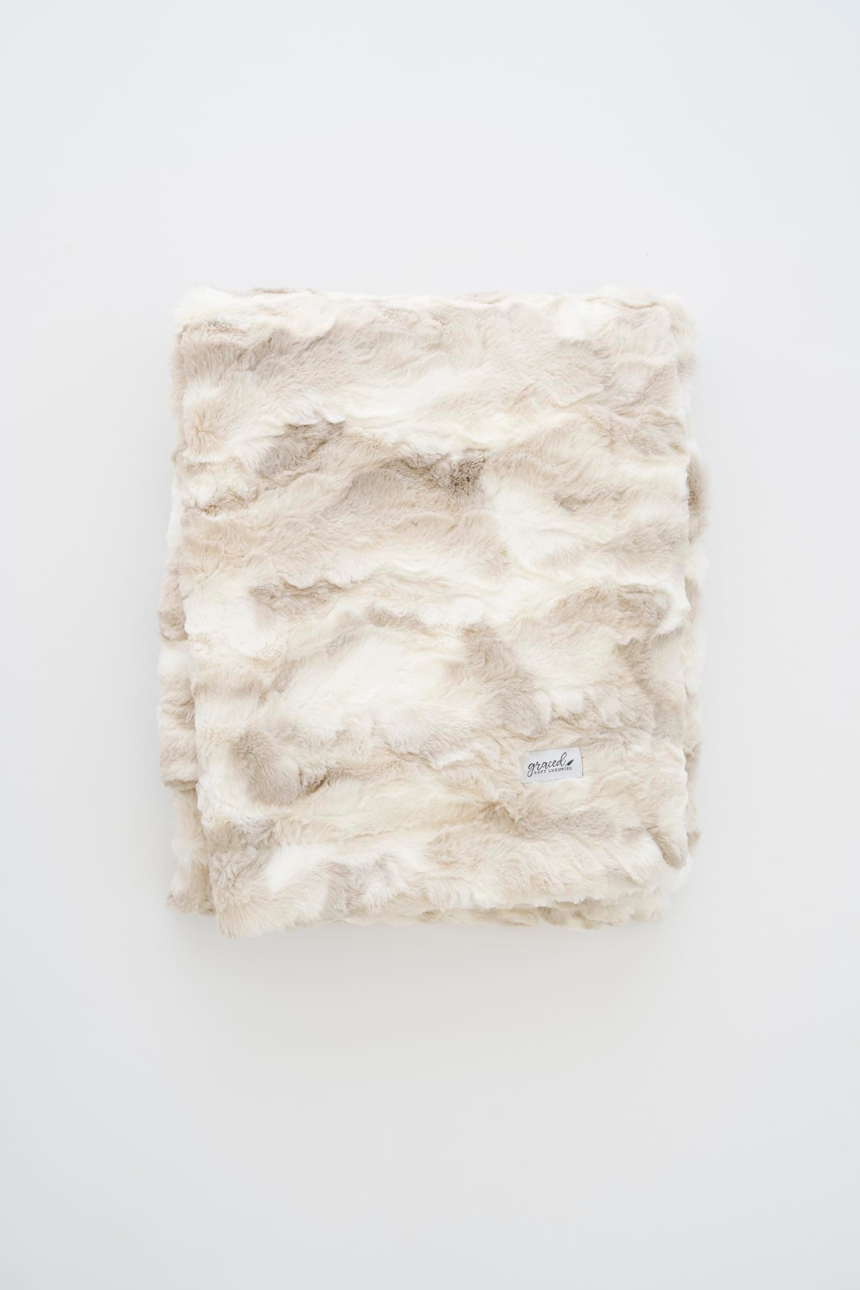 GRACED SOFT LUXURIES Oversized Throw Blanket Warm Elegant Softest Cozy Faux Fur Home Throw Blanket 60" x 80", Marbled Ivory