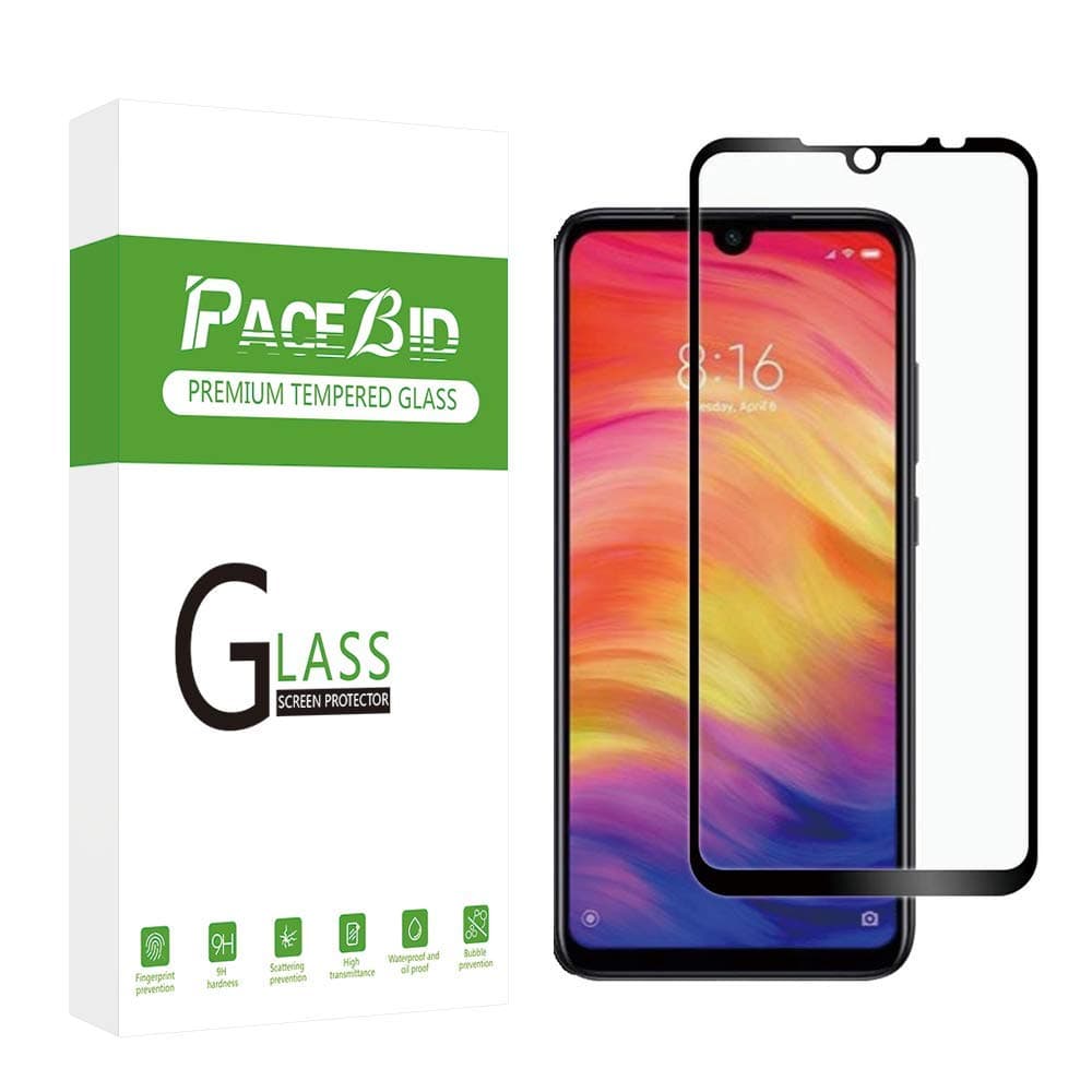 PaceBid Xiaomi Redmi Note 7 Pro Screen Protector, Full Coverage Tempered Glass with 9H Hardness, [Case Friendly] [Bubble-Free] [Anti-Scratch] for Xiaomi Redmi Note 7 Pro