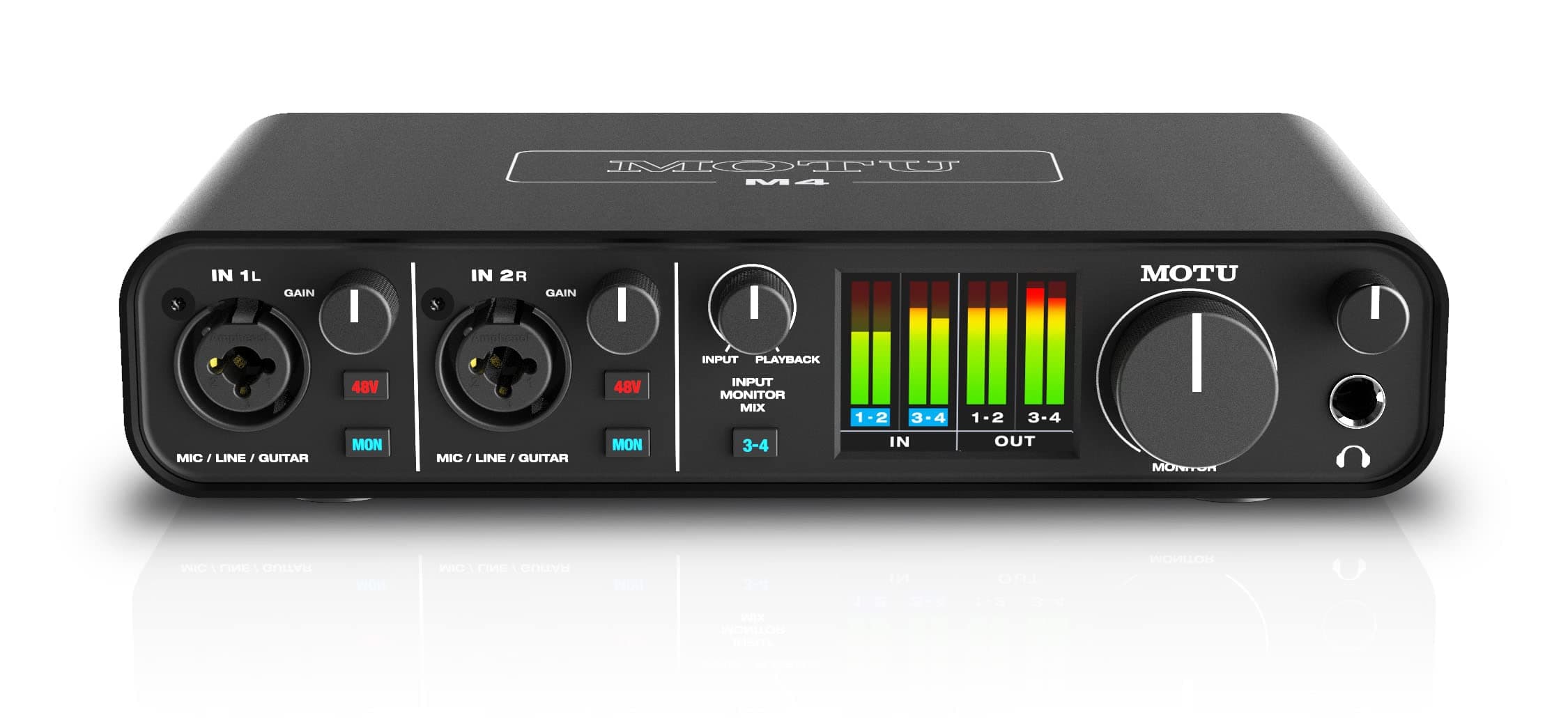 MOTU M4 4x4 USB-C Audio Interface 4-in/4-out USB-C Audio Interface with 2 Microphone Preamps, LCD Screen, Hardware Monitoring, Loopback, and 6+GB of Free Content - Mac/PC/iOS