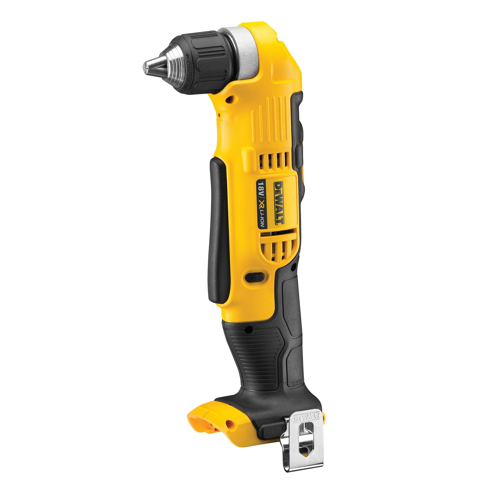18V XR Right Angle Drill with Bit Holder and Belt Hook, DCD740N-XJ, Battery Powered, Yellow/Black
