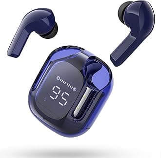 ACEFASTT6 Wireless Earbuds, Bluetooth Headphones with ENC Noise Canceling Translucent Earphones, HiFi Dual Stereo Microphone Mini in-Ear Earbuds with Charging Case and LED Digital Display Blue