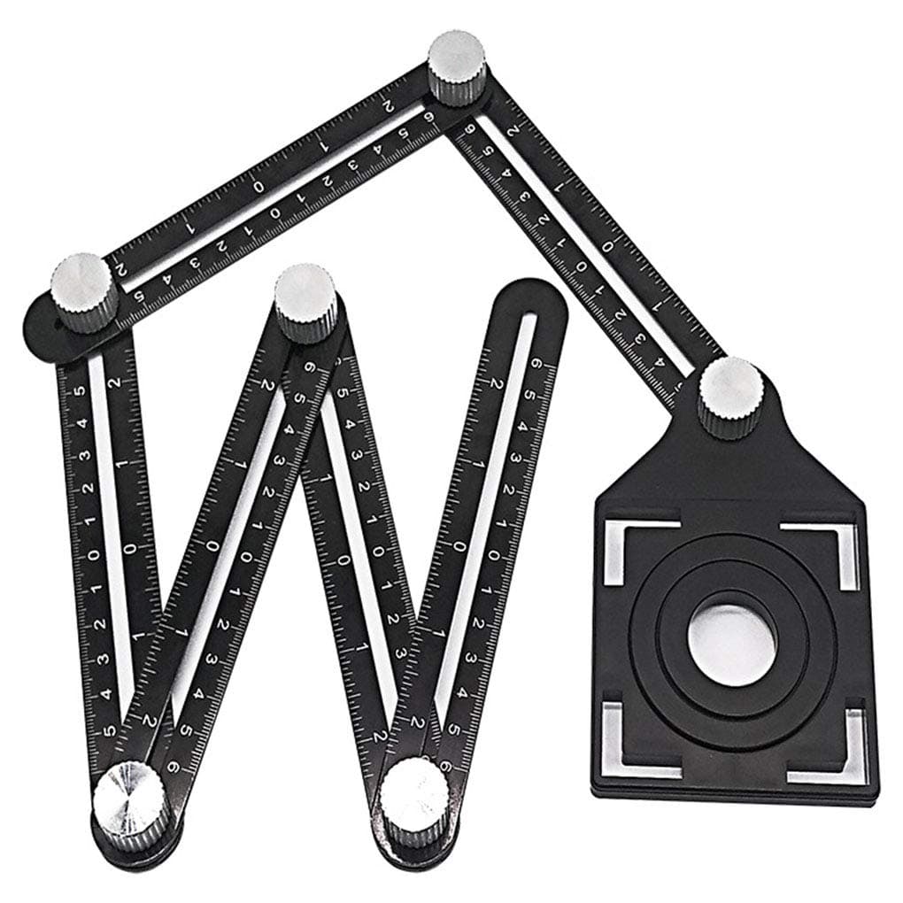 Aluminum Alloy Adjustable Six Fold Tool Ruler Drill Guide Opening Ceramic Tile Hole Locator Set
