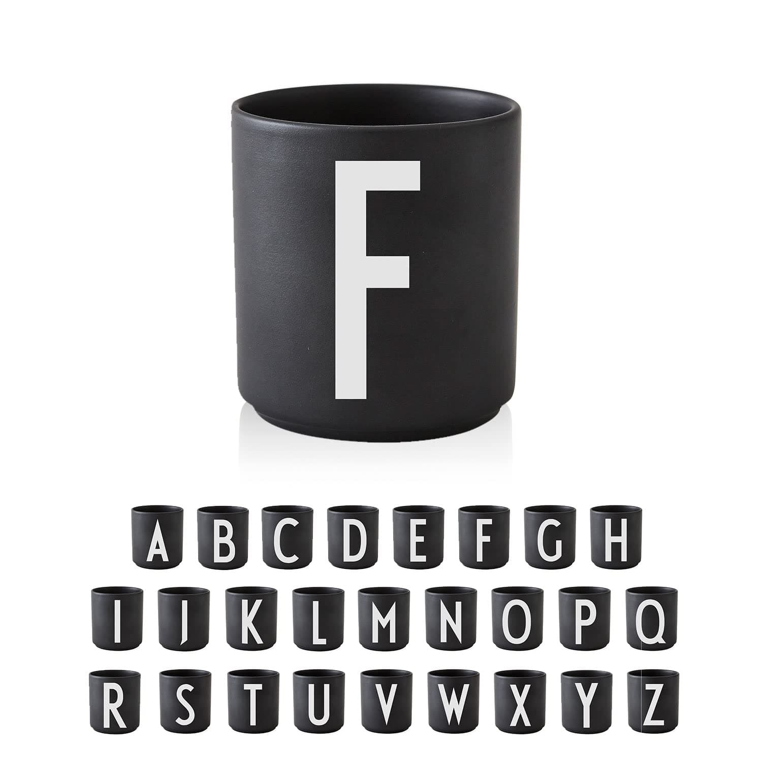 Design Letters Coffee Mug Initial A-Z | Monogram Christmas Coffee Mug for Men, Women | 11 oz Porcelain Mugs | Thanksgiving cup Christmas gifts for men, her, women, friends | Novelty tea Cup, Black Mug