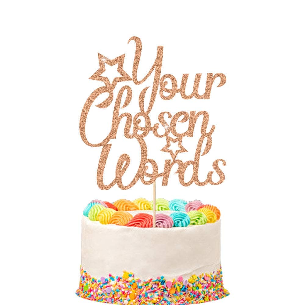Personalised Cake Topper | Customized Birthday Cake Decorations. Double Sided Glitter Card Text Customized | Birthday or Wedding Party Multicolour Glitter Cake Decoration(Rose Gold)